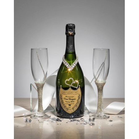Tiffany Toasting Flutes & Dom Pérignon Champagne Wedding Gift Set