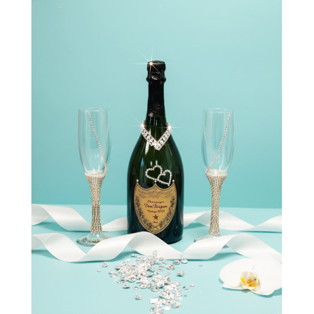 Tiffany Toasting Flutes & Dom Pérignon Champagne Wedding Gift Set