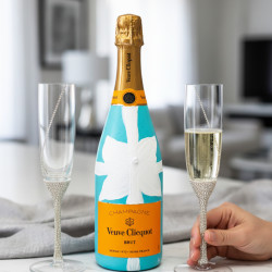 Handpainted Veuve Clicquot Champagne + Tiffany & Co custom design flutes Handpainted Veuve Clicquot Champagne + Tiffany & Co custom design flutes