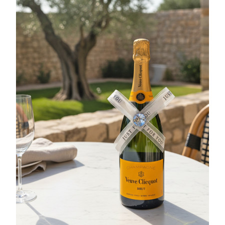 Veuve Clicquot Champagne with ribbon